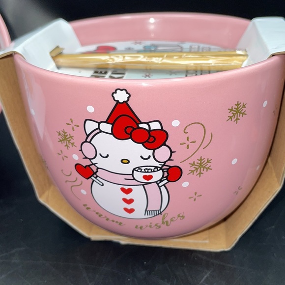 (2) Set of Hello Kitty holiday bowls & chopstick set - Picture 3 of 4